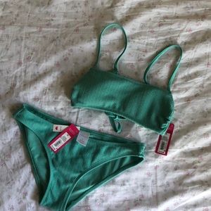 Turquoise Ribbed Bermuda & Cheeky matching Set